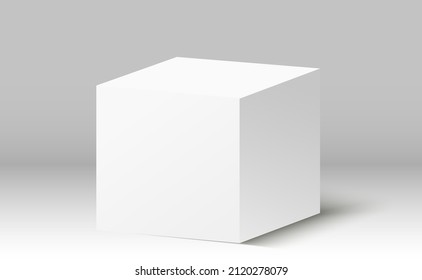 Empty packaging boxes, cube view and product package mockups 3d vector illustration White box mockup.