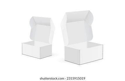 Empty Packaging Boxes, Side View, Isolated on White Background. Vector Illustration