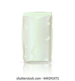 empty packaging with space for labels, vector, Blank white paper bag from a flour, isolated