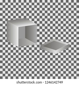 empty packing box with open lid.