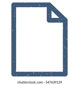 Empty Page grainy textured icon for overlay watermark stamps. Flat symbol with dirty texture. Dotted vector blue ink rubber seal stamp with grunge design on a white background.