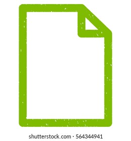 Empty Page grainy textured icon for overlay watermark stamps. Flat symbol with unclean texture. Dotted vector light green ink rubber seal stamp with grunge design on a white background.