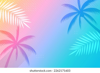 Empty palm shadow blue color texture pattern cement wall background. Used for presentation business nature organic cosmetic products for sale shop online. Summer tropical beach with minimal concept
