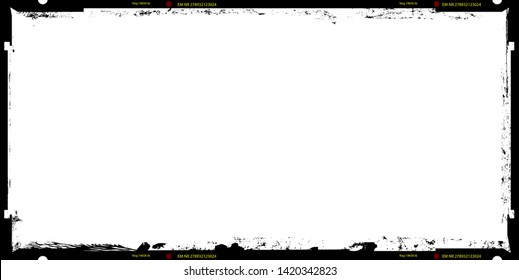 Empty panorama photo negative, 6 x 12 cm format,grunge style picture frame mock up, vector