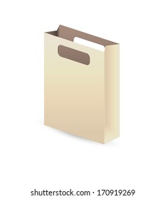 empty paper bag with shadow on white background