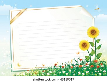 Empty paper with colorful flowers