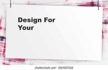Empty paper frame mockup on Abstract Colorful Modern Various Rectangle overlapping Background Design.