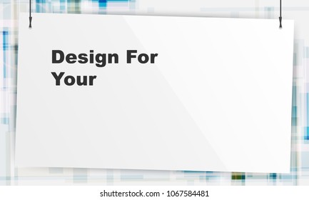 Empty paper frame mockup on Abstract Colorful Modern Various Rectangle overlapping Background Design.