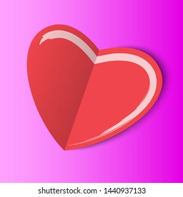 Empty paper label with heart shape on pink background for advertising and design for valentine card. Vector illustration