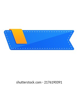 Empty Paper Label Or Sticker In Blue And Chrome Yellow Color.