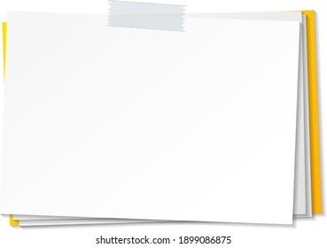 Empty paper note template stick with tape  illustration