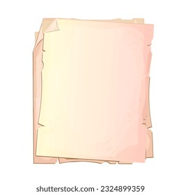 Empty paper for notes, journal top view in cartoon style isolated on white background. Torn paper, scrapbook pieces