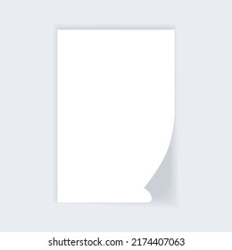 Empty paper page, a3 template, realistic note mockup. Blank clean realistic letter on a4 format. White sheet document for business, office, education. Shadow on white background vector illustration.