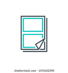 empty paper pages outline flat icon. Single high quality outline logo symbol for web design or mobile app. Thin line sign design logo. Black and blue icon pictogram isolated on white background