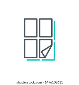 empty paper pages outline flat icon. Single high quality outline logo symbol for web design or mobile app. Thin line sign design logo. Black and blue icon pictogram isolated on white background