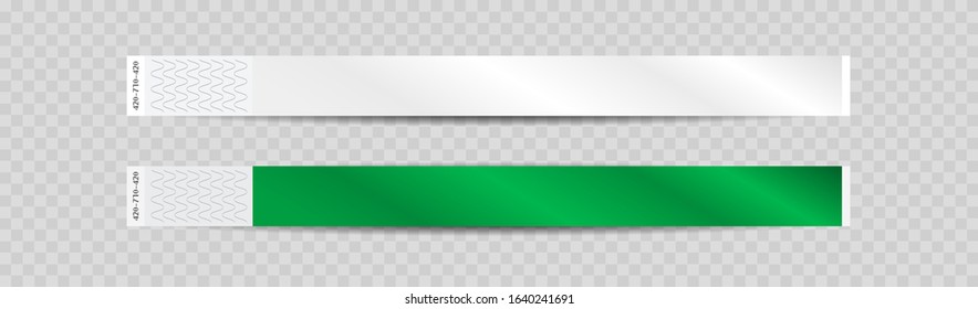 Empty paper or plastic bracelet, wristband. Sticky hand entrance event paper bracelet isolated on a transparent background. 