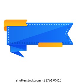 Empty Paper Ribbon, Label Element In Blue And Chrome Yellow Color.