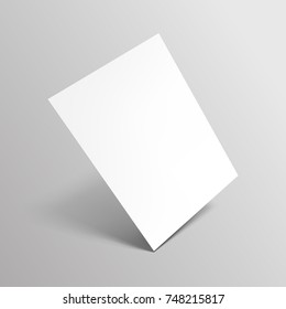 Empty paper sheet. A4 format paper with shadows on  gray background. Vector Illustration EPS10.