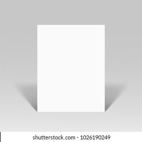 Empty paper sheet. A4 vertical format paper with shadows on gray background.
Magazine, booklet, postcard, flyer, business card or brochure mockup. Vector Illustration EPS10.