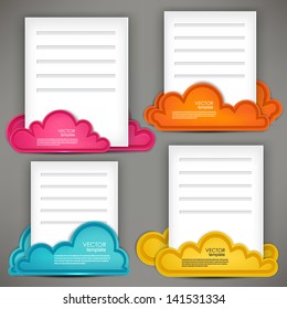 Empty paper sheet with colorful speech bubbles