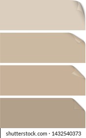 Empty paper sheet with curly corner and transparent shadow element for advertising and design. Vector illustration