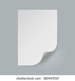 Empty paper sheet. Isolated on gray background. Vector illustration, eps 10