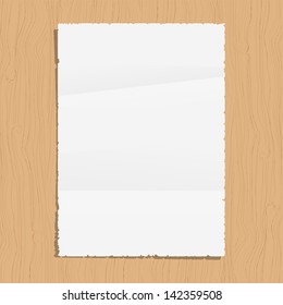 Empty paper sheet on wooden background. Vector EPS10