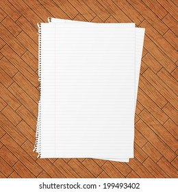 Empty paper sheet over wooden background, vector EPS10