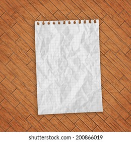 Empty paper sheet over wooden background, vector EPS10
