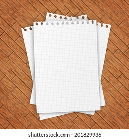 Empty paper sheet over wooden background, vector EPS10