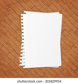 Empty paper sheet over wooden background, vector EPS10