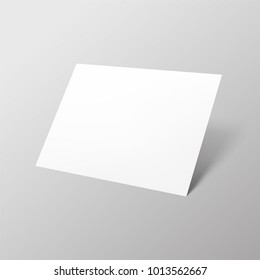 Empty Paper Sheet.A4 Horizontal Format Paper With Shadows On Gray Background. Magazine, Booklet, Postcard, Flyer, Business Card Or Brochure Mockup. Vector Illustration EPS10.