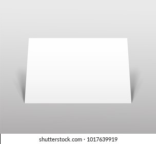 Empty paper sheet.A4 horizontal format paper with shadows on gray background. Magazine, booklet, postcard, flyer, business card or brochure mockup. Vector Illustration EPS10.
