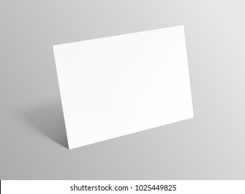 Empty paper sheet.A4 horizontal format paper with shadows on gray background. Magazine, booklet, postcard, banner, flyer, business card or brochure mockup. Vector Illustration EPS10.
