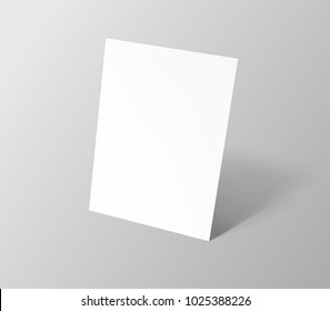 Empty paper sheet.A4 vertical format paper with shadows on gray background.
Magazine, booklet, postcard, flyer, business card or brochure mockup. Vector Illustration EPS10.