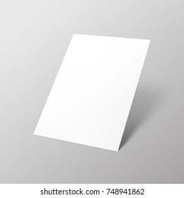 Empty Paper Sheet.A4 Vertical Format Paper With Shadows On Gray Background.
Magazine, Booklet, Postcard, Flyer, Business Card Or Brochure Mockup. Vector Illustration EPS10.