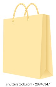 Empty paper shopping bag with handles. Isolated. Vector illustration