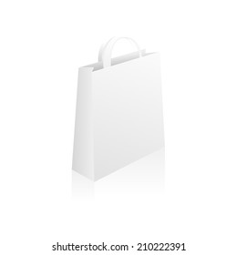 Empty Paper Shopping Bag isolated on white background for advertising and branding
