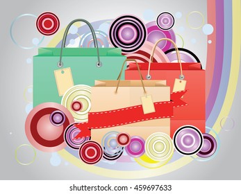 Empty paper shopping bag with tag design.