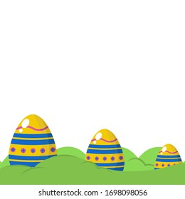 Empty paper template with egg element and garden isolated on white background