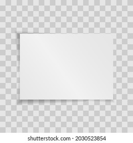 Empty paper template. Realistic A4 mockup on transparent background with shadow. Isolated vector illustrator.