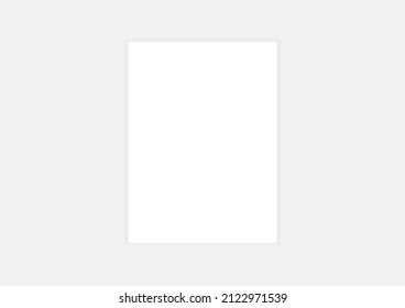 Empty paper template. Realistic vertical mockup on white background with shadow. Isolated vector illustrator.