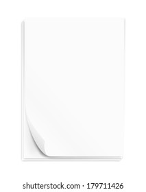 Empty paper three sheets. A4 size.  Vector illustration.