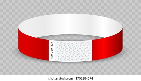 Leeres Papier, Armband oder Armband aus Tyvek. Stilvolles Blatt-Eintrittspapier, Armband einzeln auf transparentem Hintergrund. 