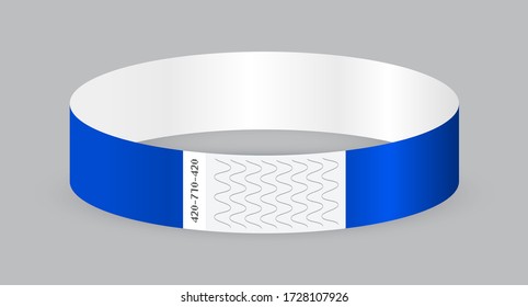 Papel vacío, pulsera o pulsera tipo o pulsera. Pulsera adhesiva de papel de entrada a mano aislada en un fondo transparente. 