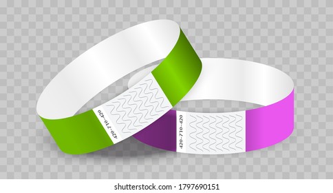 Leeres Papier, Armband oder Armband aus Tyvek. Stilvolles Blatt-Eintrittspapier, Armband einzeln auf transparentem Hintergrund. 