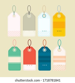 Empty Paper Vector Labels - Tags with Rope Isolated