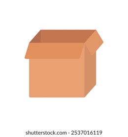 Icono de caja de paquete vacía. Transporte, logística, envío, servicio, entrega, conceptos de mensajería. Ilustración aislada de diseño de Vector plano.