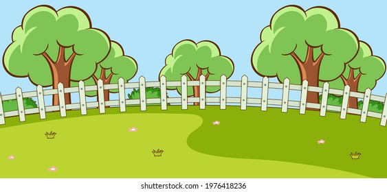 Empty park landscape scene at daytime illustration