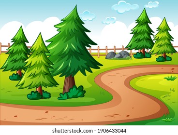 Empty park landscape scene illustration